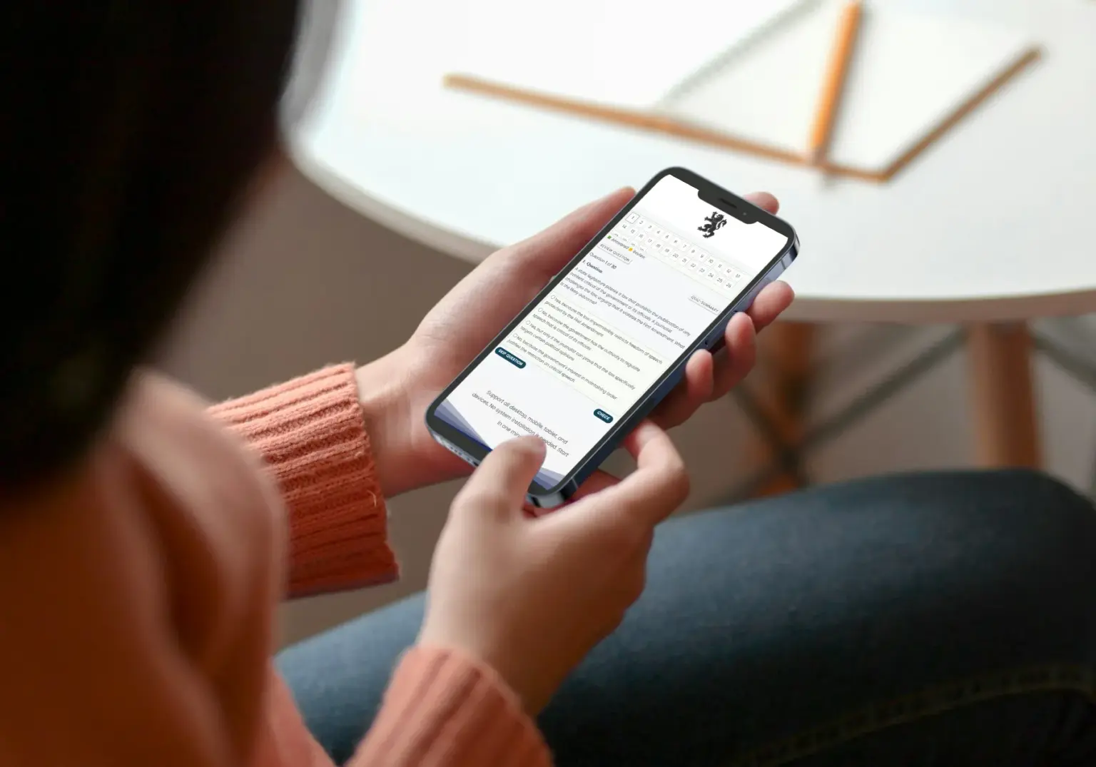 Candidate using Hotel Exam on mobile